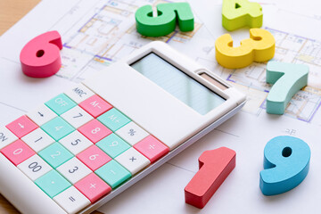 住宅設計図面　数字　住宅購入　住宅ローン　イメージ