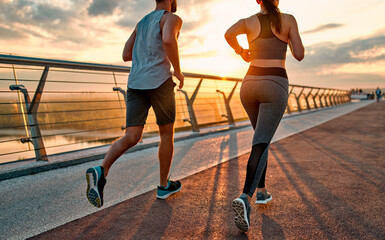 Couple doing sport on the street