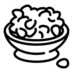 Peanut bowl icon. Outline peanut bowl vector icon for web design isolated on white background