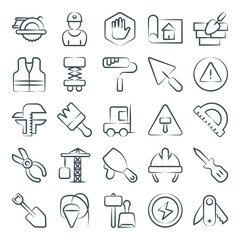 
Construction Tools Trendy Line Icons Pack 
