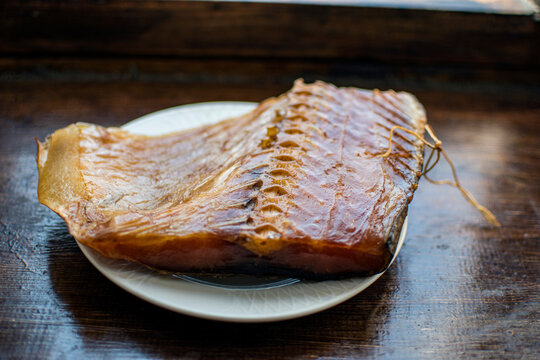 fish balyk on wooden background