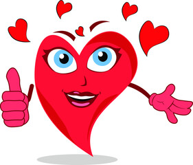 supercool funny heart lovely character giving a thumbs up