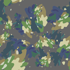 Urban camouflage of various shades of green, grey, brown and blue colors