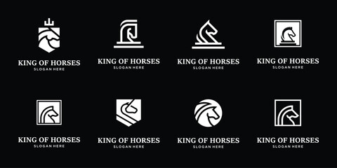 set collection horse logo design and business card inspiration luxury premium.