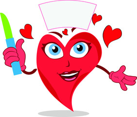 amazing doctor nurse funny heart action character knife in hand
