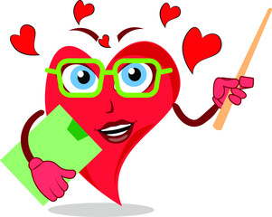 artwork of a nurse funny heart action character teaching with a clipboard in hand