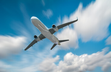 Passenger airplane in the clouds.