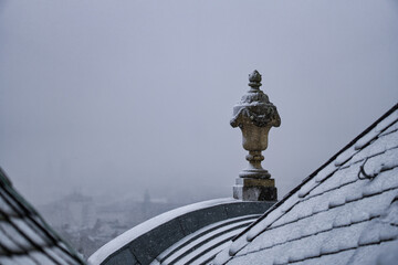 Fototapeta premium Snowy day over Wiesbaden