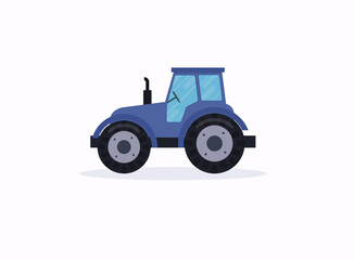 Tractor. Vector illustration of a blue tractor in a flat style.