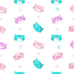Cute colorfull cats seamless pattern print ready