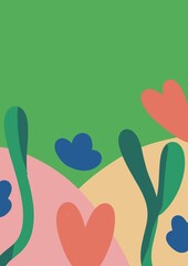 Hello Spring hand drawn template illustration. Background spring season with leaf for greeting card, invitation template. Retro, vintage banner poster template background. Image drawing