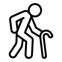 Man walking stick icon. Outline man walking stick vector icon for web design isolated on white background