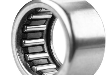 Needle roller bearing inner part macro photo isolated on white