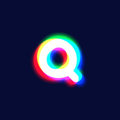 Realistic chromatic aberration character 'Q' from a fontset, vector illustration