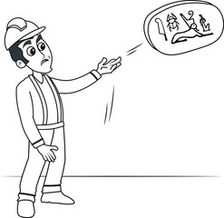 Artwork of Man sending message via stone