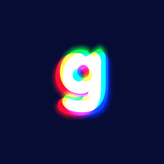 Realistic chromatic aberration character 'g' from a fontset, vector illustration