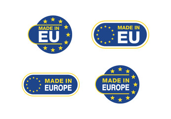 Made in EU - origin marking stamp for products which are manufactured in European Union countries - 4 different variations