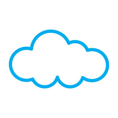 Outline cloud isolated on white background. Blue thin line cloud for web site, logo design and icon template. Creative modern concept. Cloud vector illustration