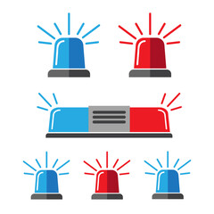 Siren set. Police flasher or ambulance flasher. Siren police light vector © 3dwithlove
