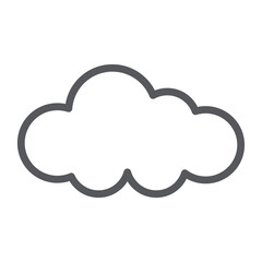 Outline cloud isolated on white background. Black thin line cloud for web site, logo design and icon template. Creative modern concept. Cloud vector illustration