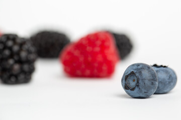 blueberries and raspberries