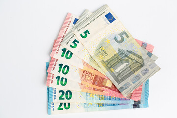 euro banknotes background isolatet on white