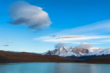 Crédence de cuisine en verre imprimé Cuernos del Paine Cuernos del Paine et Amarga Lagoon, Parc National Torres del Paine, Patagonie chilienne, Chili
