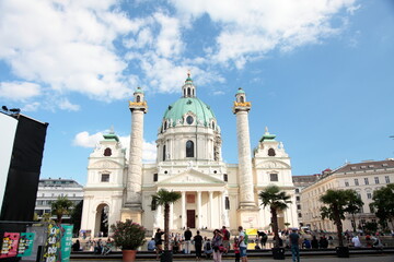 Austria, Vienna, St. Charles church one of the best baroque church with a beautiful dome