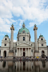 Fototapeta na wymiar Austria, Vienna, St. Charles church one of the best baroque church with a beautiful dome