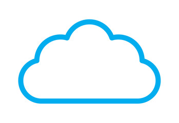 Outline cloud isolated on white background. Blue thin line cloud for web site, logo design and icon template. Creative modern concept. Cloud vector illustration