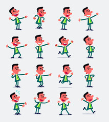 Cartoon character businessman in smart casual style. Set with different postures, attitudes and poses, doing different activities in isolated vector illustrations.
