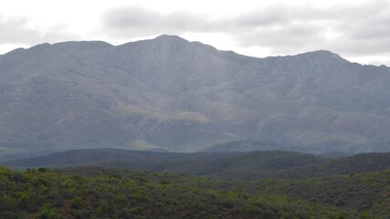 View to the Swartberg Mountains on a Cloudy Day