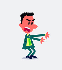 Very angry businessman pointing at something
