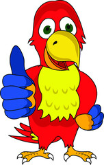 artwork of a funny parrot showing a big thumbs up