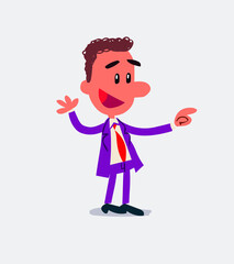 Businessman smiling while pointing
