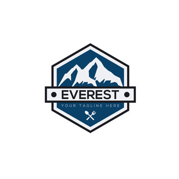 Vector logo of Everest Restaurant Logo. The Himalayas cafe restaurant business logo.