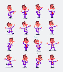 Naklejka premium Cartoon character businessman in smart casual style. Set with different postures, attitudes and poses, doing different activities in isolated vector illustrations. 
