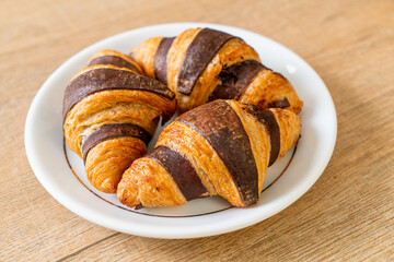 fresh croissant with chocolate