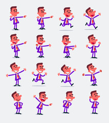 Cartoon character businessman in smart casual style. Set with different postures, attitudes and poses, doing different activities in isolated vector illustrations.
