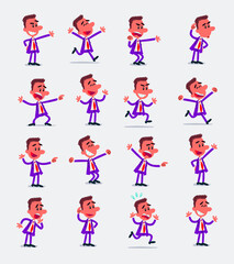 Cartoon character businessman in smart casual style. Set with different postures, attitudes and poses, doing different activities in isolated vector illustrations.

