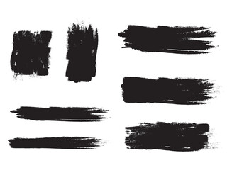 Black brush stroke set isolated on white background. Trendy brush stroke vector for black ink paint, grunge backdrop, dirt banner, watercolor design and dirty texture. Brush stroke vector illustration