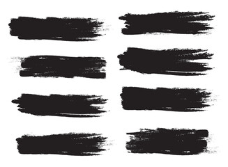 Black brush stroke set isolated on white background. Trendy brush stroke vector for black ink paint, grunge backdrop, dirt banner, watercolor design and dirty texture. Brush stroke vector illustration