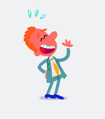 Businessman laughing happily
