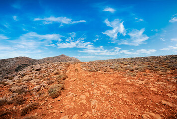 Landscpae of rocky Desert over blue sky