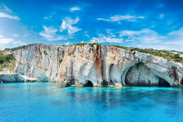 Famous " Blue caves " on Zakynthos island - Greece