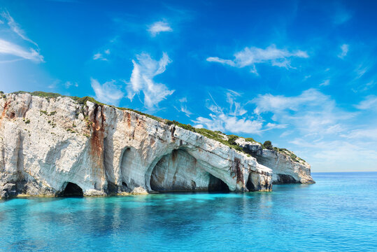Famous " Blue caves " on Zakynthos island - Greece