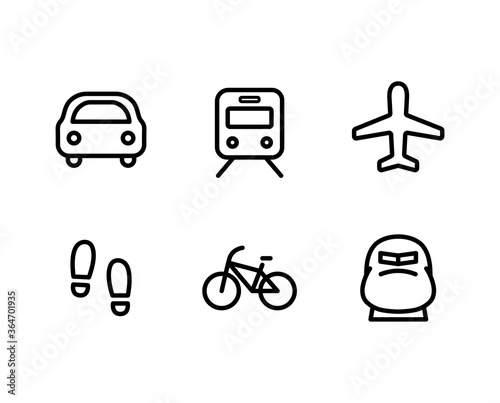 交通機関のアイコンのセット シンプル シルエット 乗り物 Wall Mural Yugoro