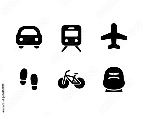 交通機関のアイコンのセット シンプル シルエット 乗り物 Wall Mural Yugoro