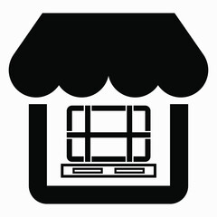 Shop and pallet. Sale of pallets. Loading place. Unloading compartment. Vector icon
