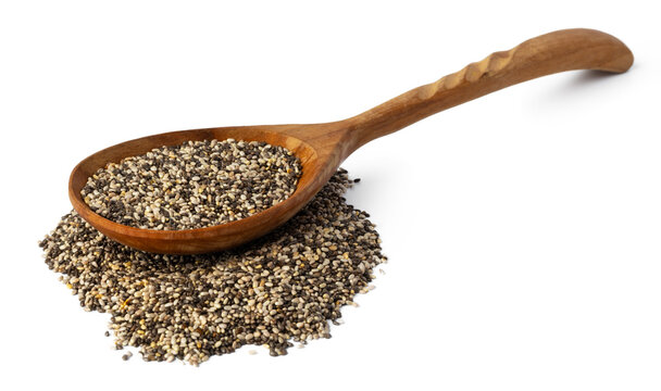 Spoom with chia seeds isolated on white